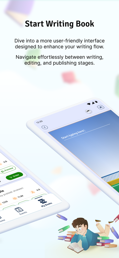 BriBooks - BriBooks app interface for kids to start writing and editing stories.