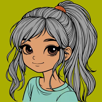 realistic girl with ponytail