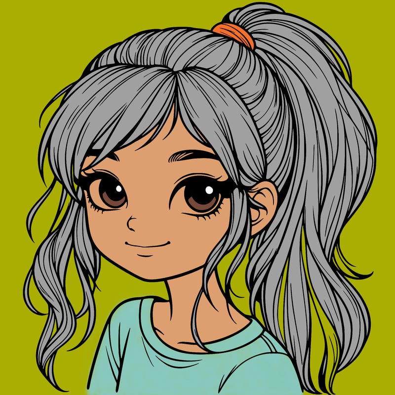 realistic girl with ponytail