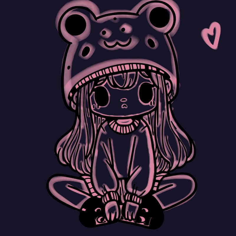 a girl wearing a frog hat and some frog socks