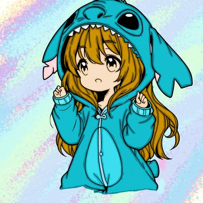 anime girl in a stitch onsie