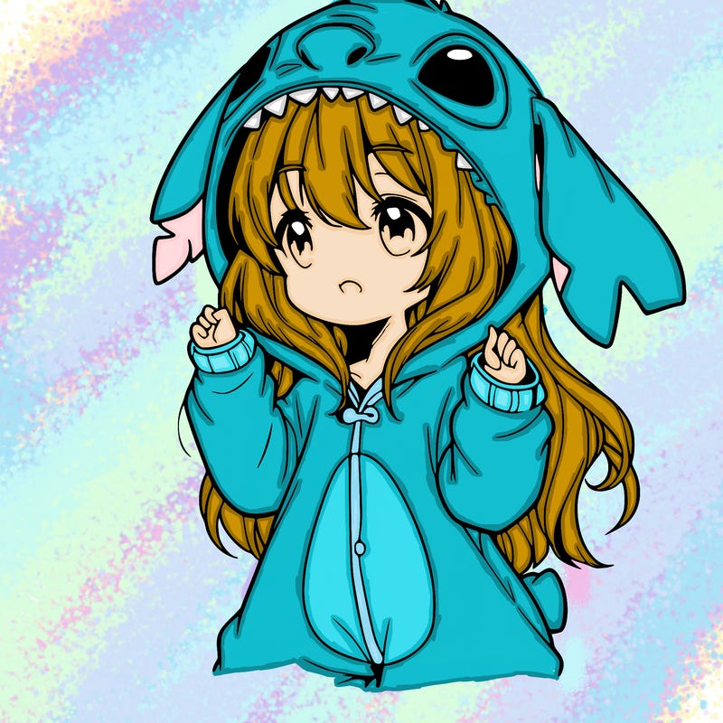 anime girl in a stitch onsie
