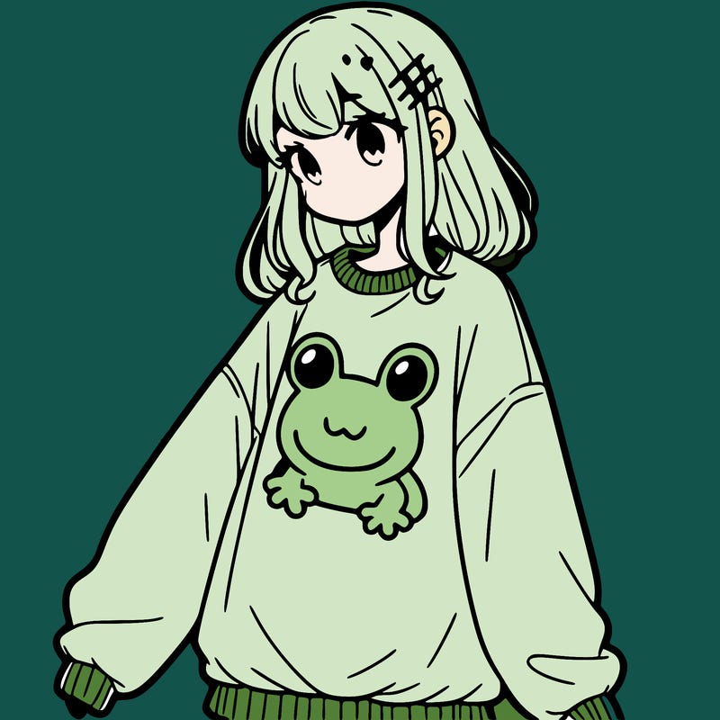 girl wearing frogging sweatshirt