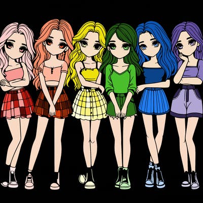 a group of girls realistic