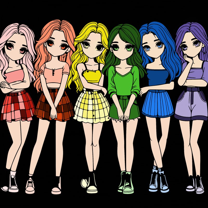 a group of girls realistic