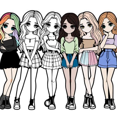 a group of girls realistic