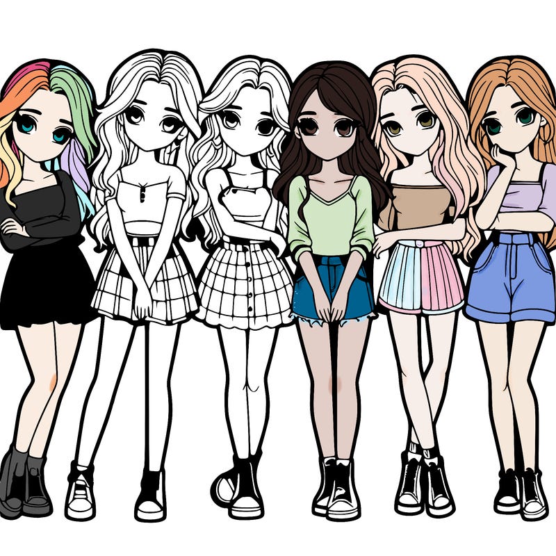 a group of girls realistic