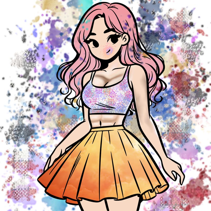 woman in a skirt and crop top