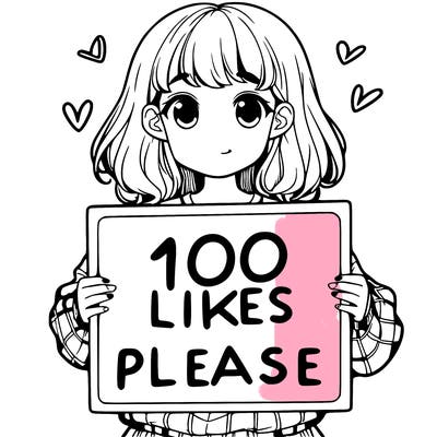 a girl holding a sign saying 100 likes please