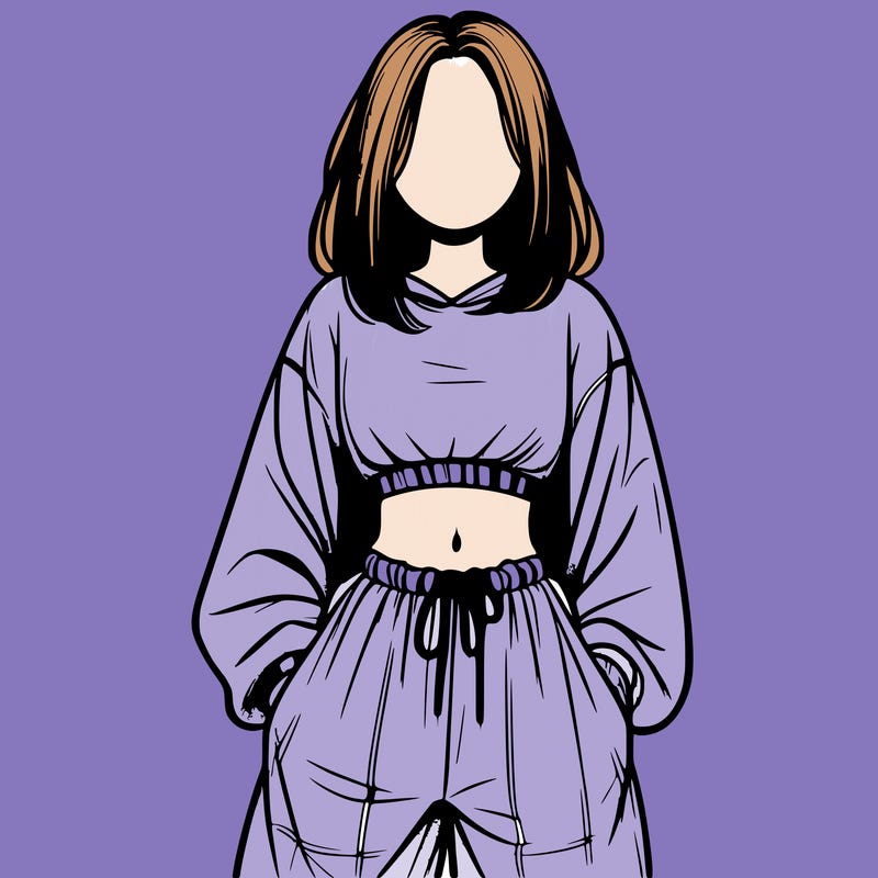 realistic girl faceless with baggy pants and a crop top