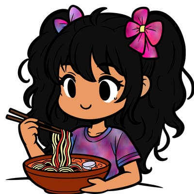 a girl eating ramen