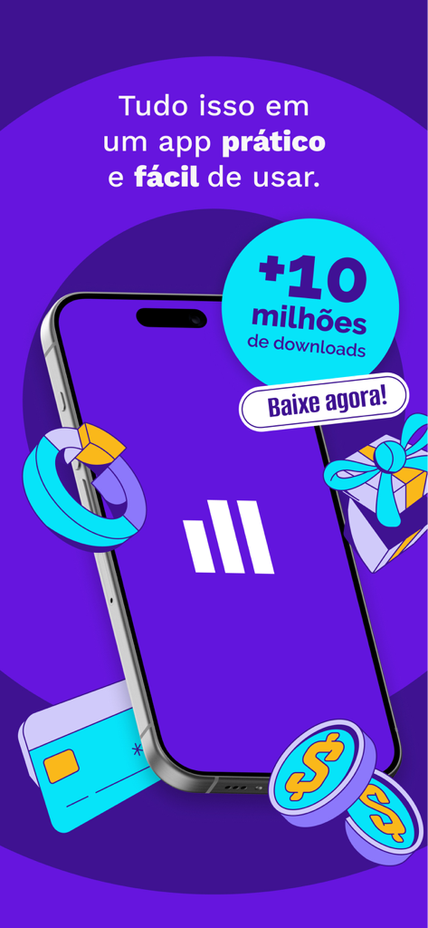 Mobills - Budget Planner - L'application Mobills Finance s'affiche sur un smartphone avec des icônes de budget et une étape de téléchargement.