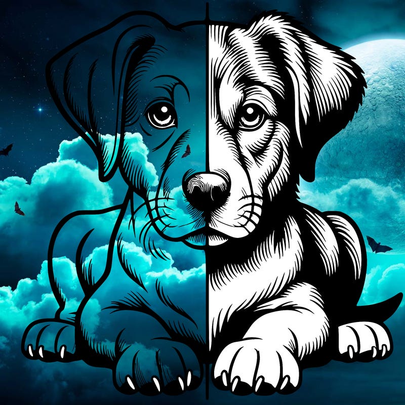 realistic dog split picture