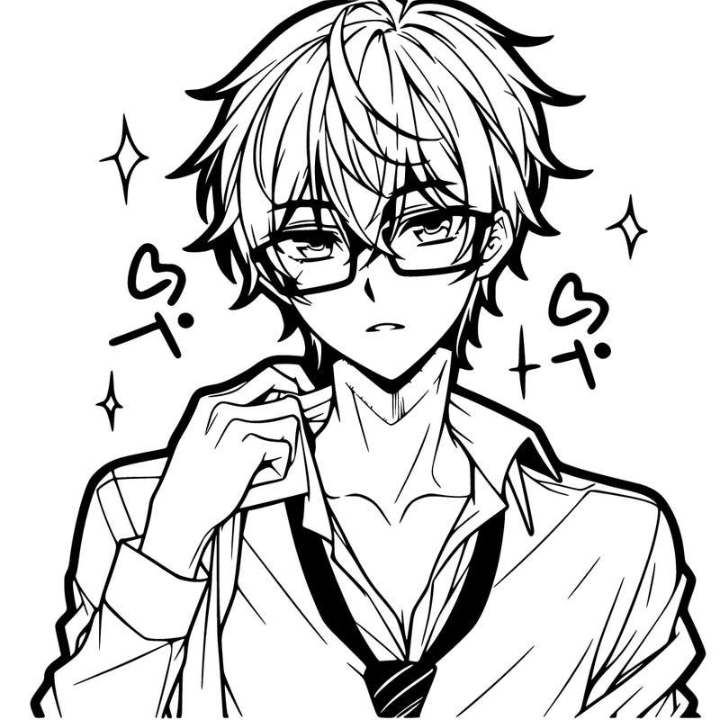 anime hot boy with glasses