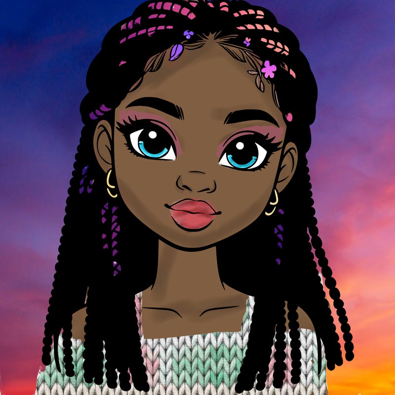 a realistic black girl with braids