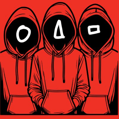 3 faceless people in  hoodies