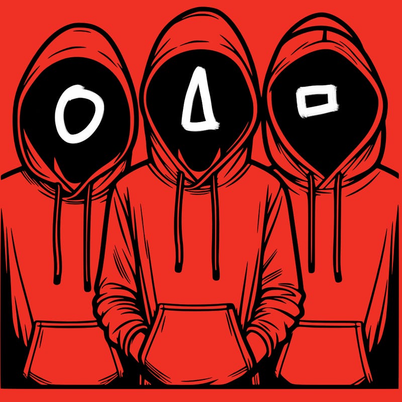 3 faceless people in  hoodies