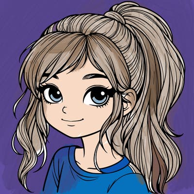 realistic girl with ponytail