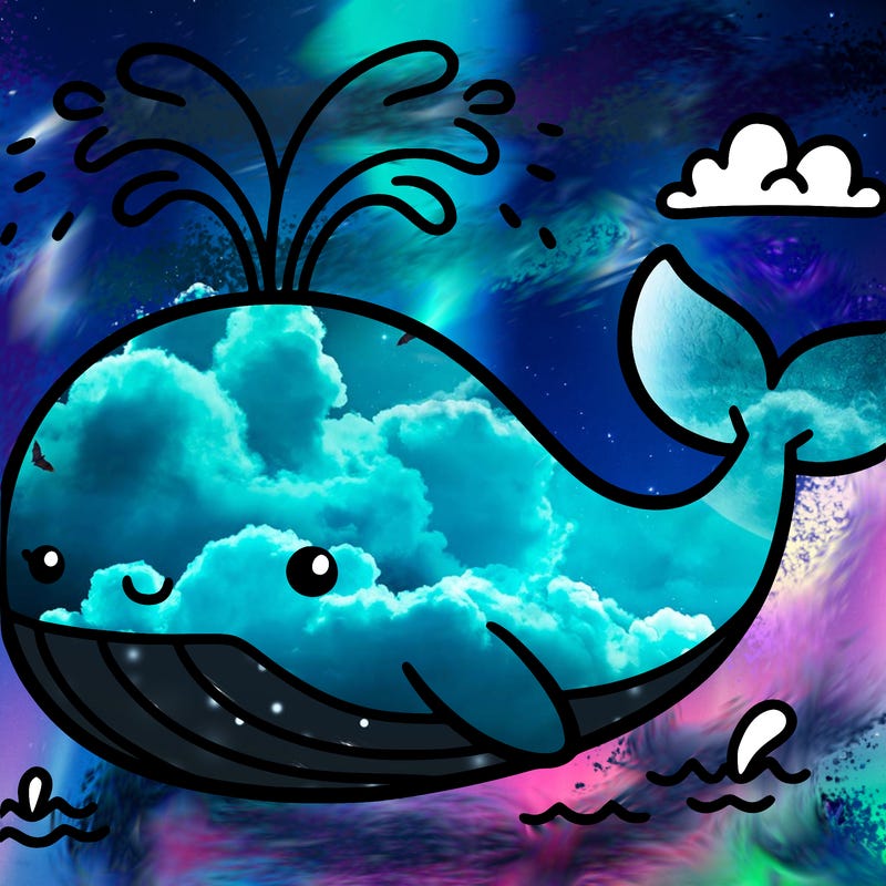 cute whale with water shooting out of its back