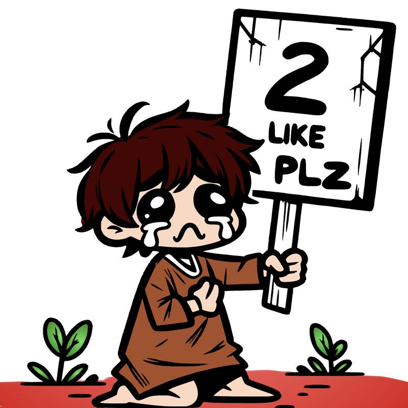 small poor toddler crying with sign that says 2 like plz