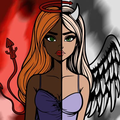 devil vs angel realistic girl
