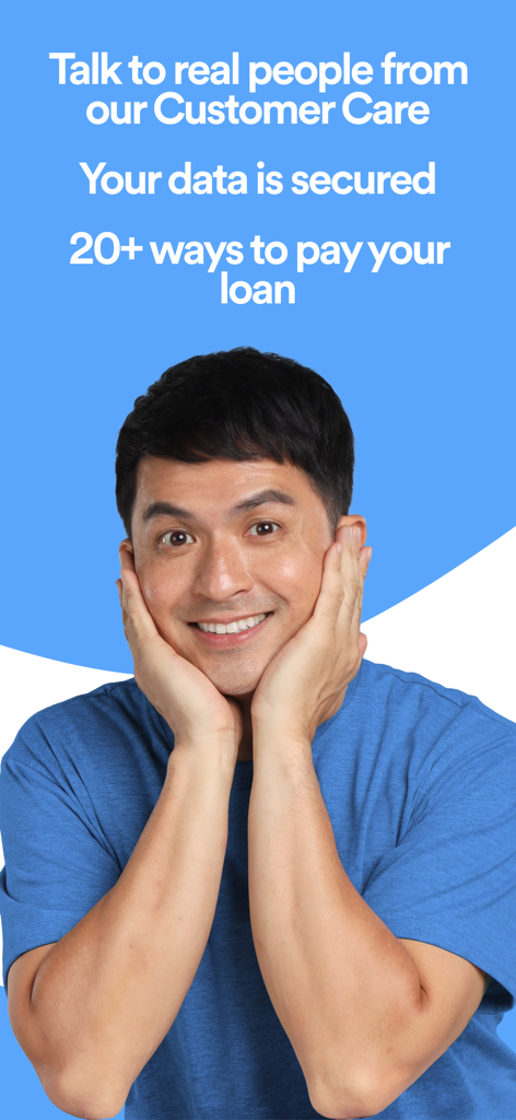 A smiling man representing Skyro app customer support and secure loan payment options