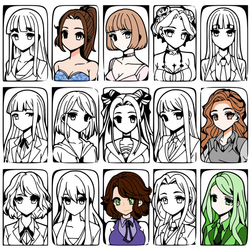 girls that look diffrent anime