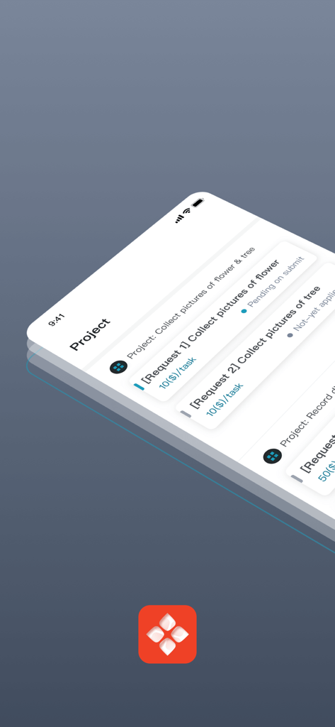 Appen Task - Interface of Appen Task app displaying data collection projects and earnings per task