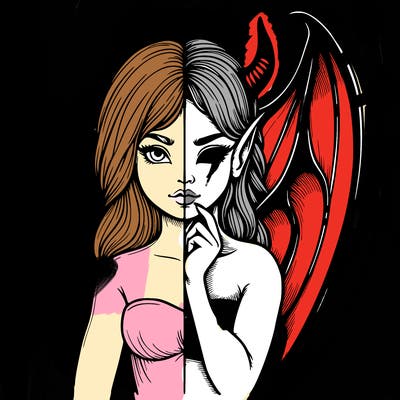 realistic angel half demon