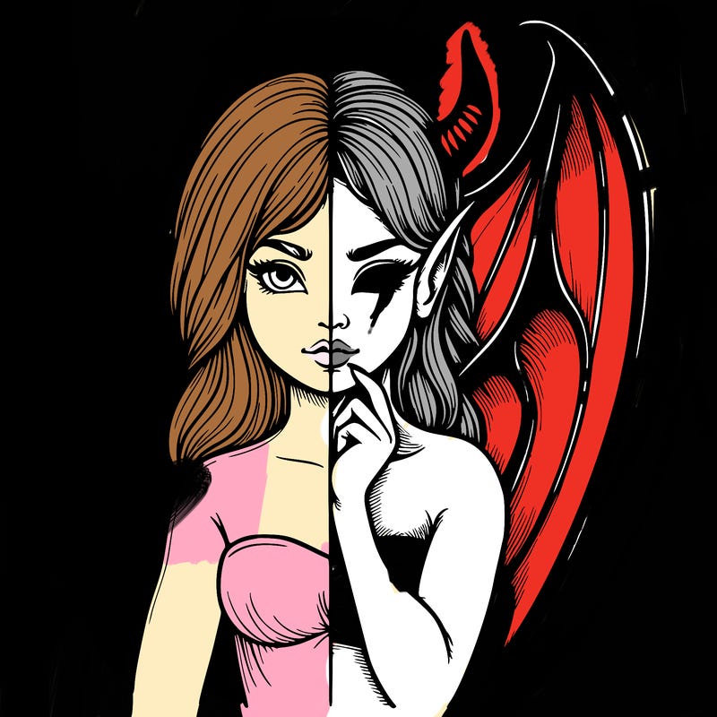 realistic angel half demon