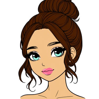 realistic pretty girl with hair in bun