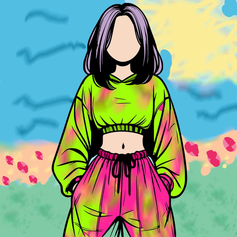 realistic girl faceless with baggy pants and a crop top