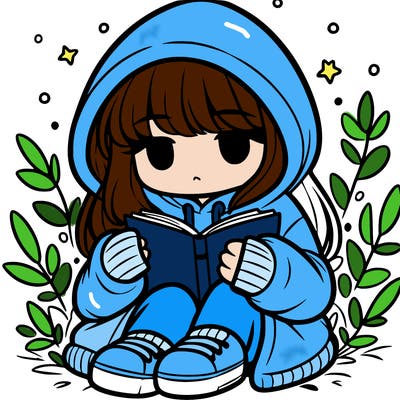 girl in oversized hoodie reading a book