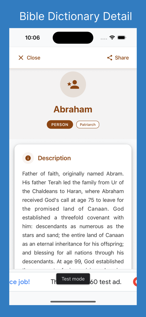 Knowing God - Bible Dictionary entry for Abraham in the Knowing God application