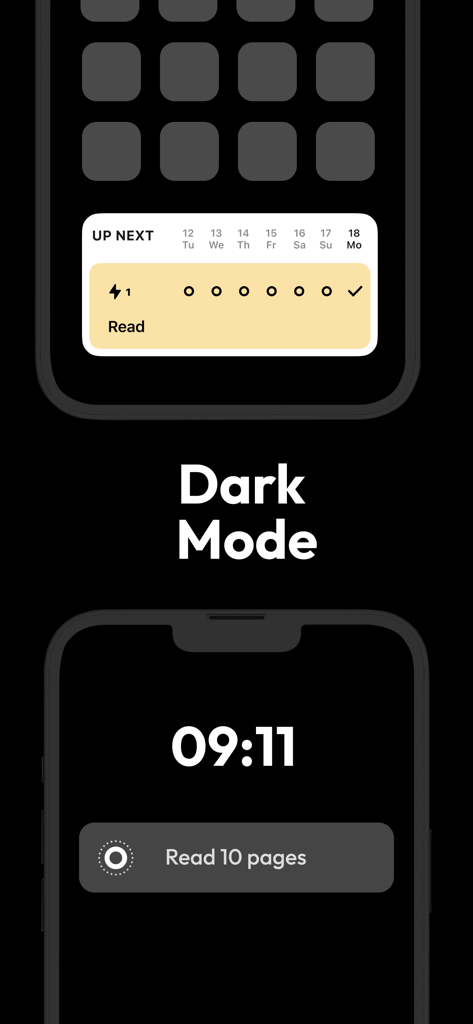Onrise habit tracker dark mode widgets on iPhone lock screen and home screen