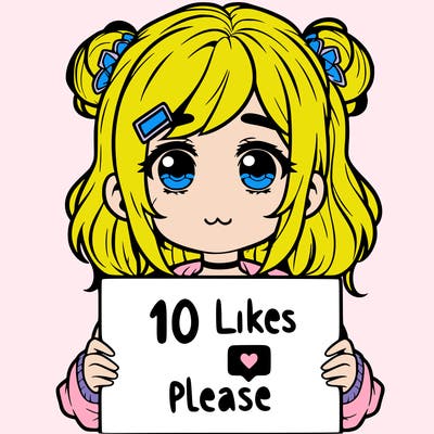 a girl with a sign saying 10 likes please