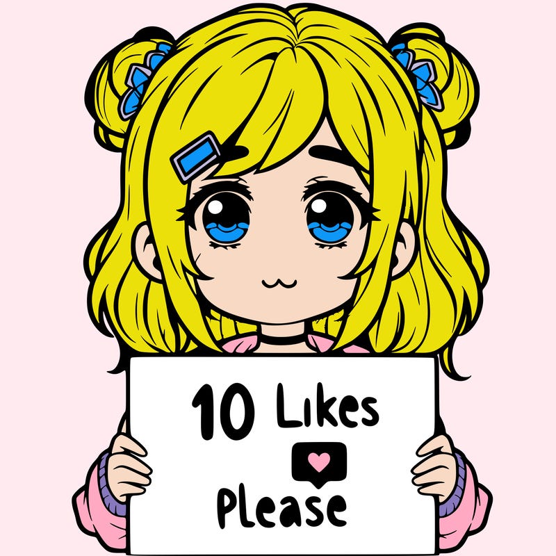 a girl with a sign saying 10 likes please