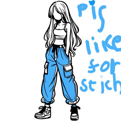 girl in baggy pants crop top and long hair