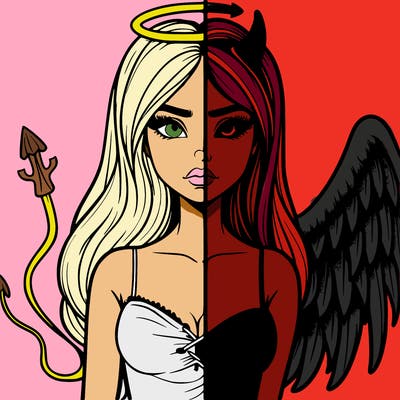 devil vs angel realistic girl