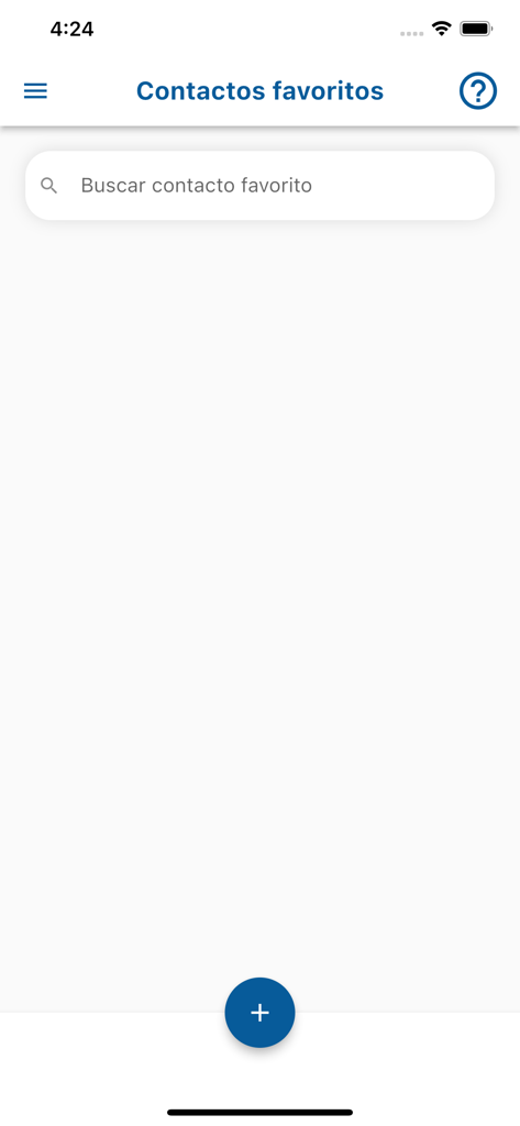 Caja de ANDE SINPE Móvil - Schermata di ricerca dei contatti preferiti nell'app mobile Caja de ANDE SINPE Movil.