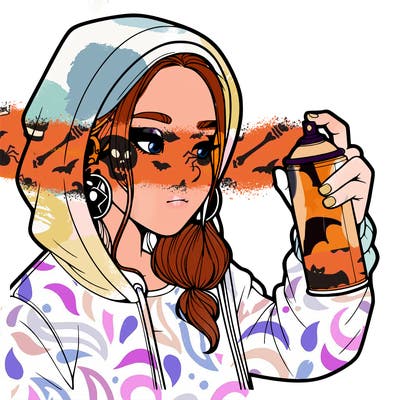 a realistic girl, spray painting