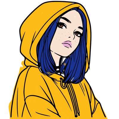 a realistic girl in a hoodie