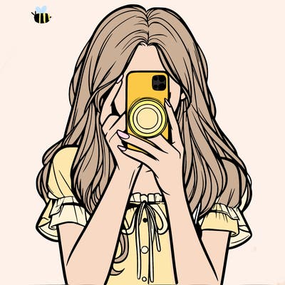 a realistic girl holding her phone taking pictures