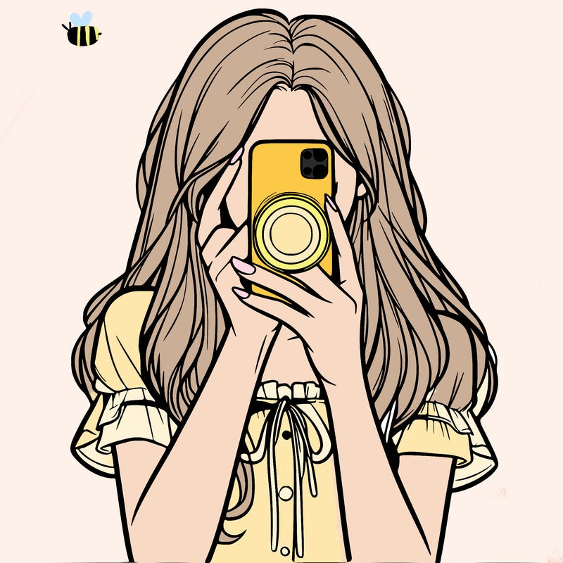 a realistic girl holding her phone taking pictures