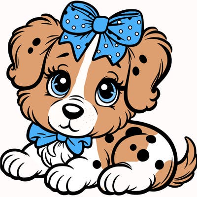 puppy with bow on head