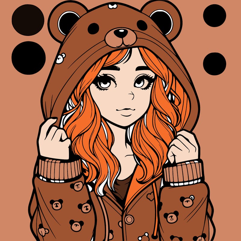 realistic girl in a animal pjs hoodie