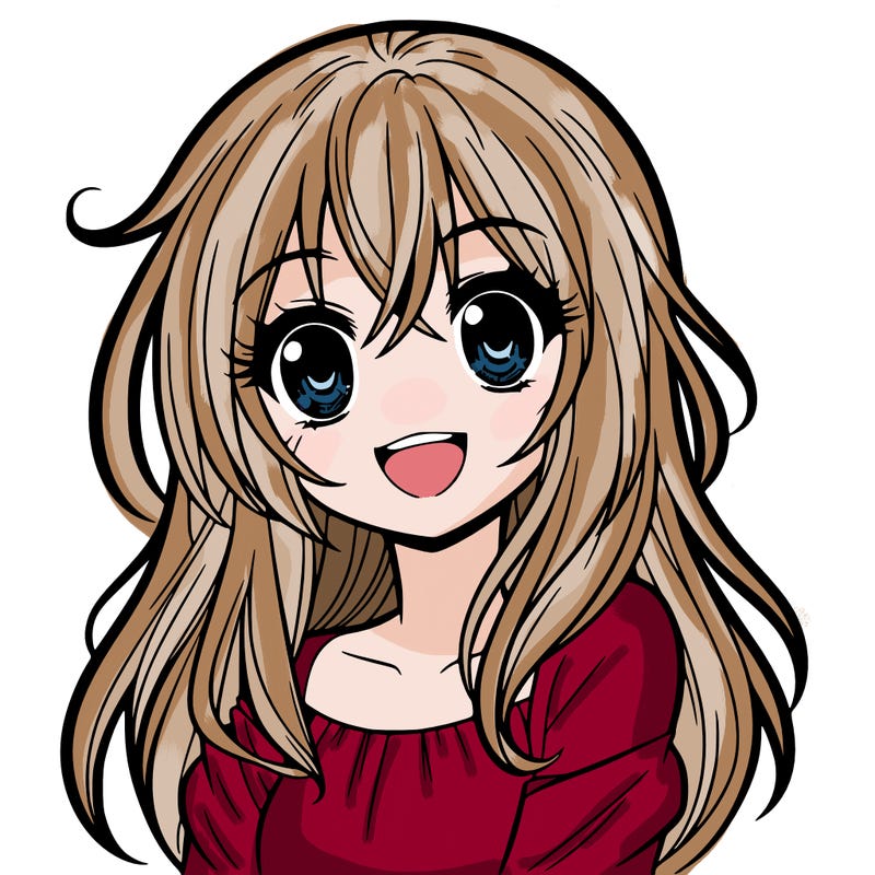 manga very long hair, sweet eyes and a smiling face with shiny teeth