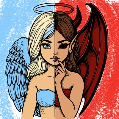 realistic angel half demon