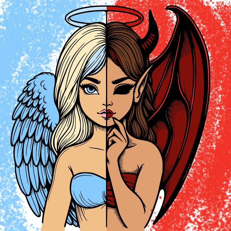 realistic angel half demon