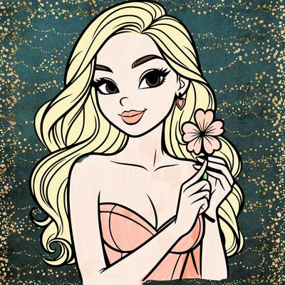 beautiful woman  carrying a clover